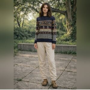 Vintage Fair Isle Knit Sweater | Chunky Patterned Pullover | Unisex Fit